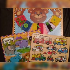 Set of 3 wooden puzzles